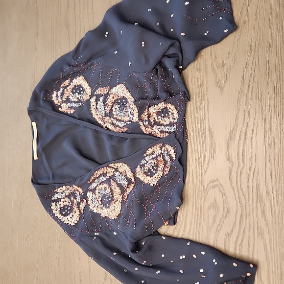 Twelfth Street by Cynthia Vincent Tops - Silk Beaded Cropped Womens Top